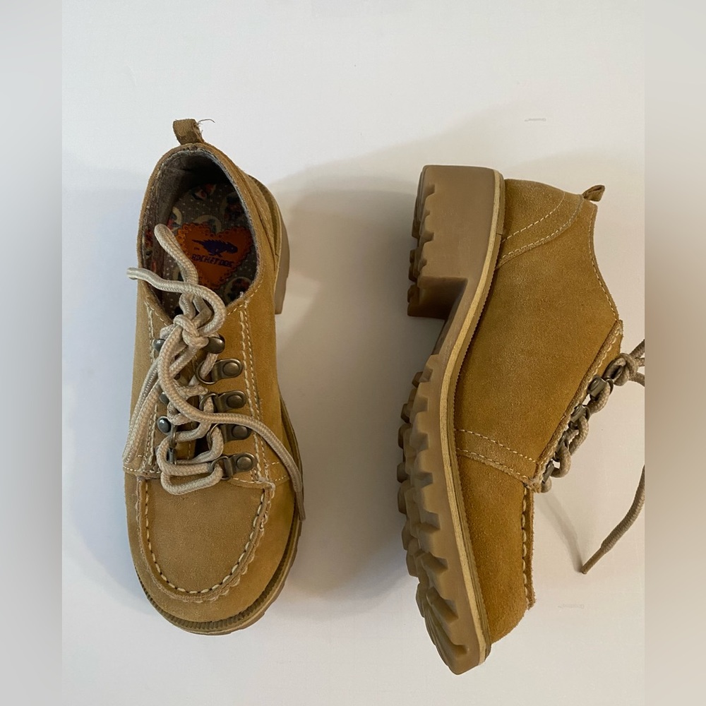 Rocket Dog Shoes Womens 6 Tan Oxford Lace Up Moc Toe Chunky Sole Suede Casual